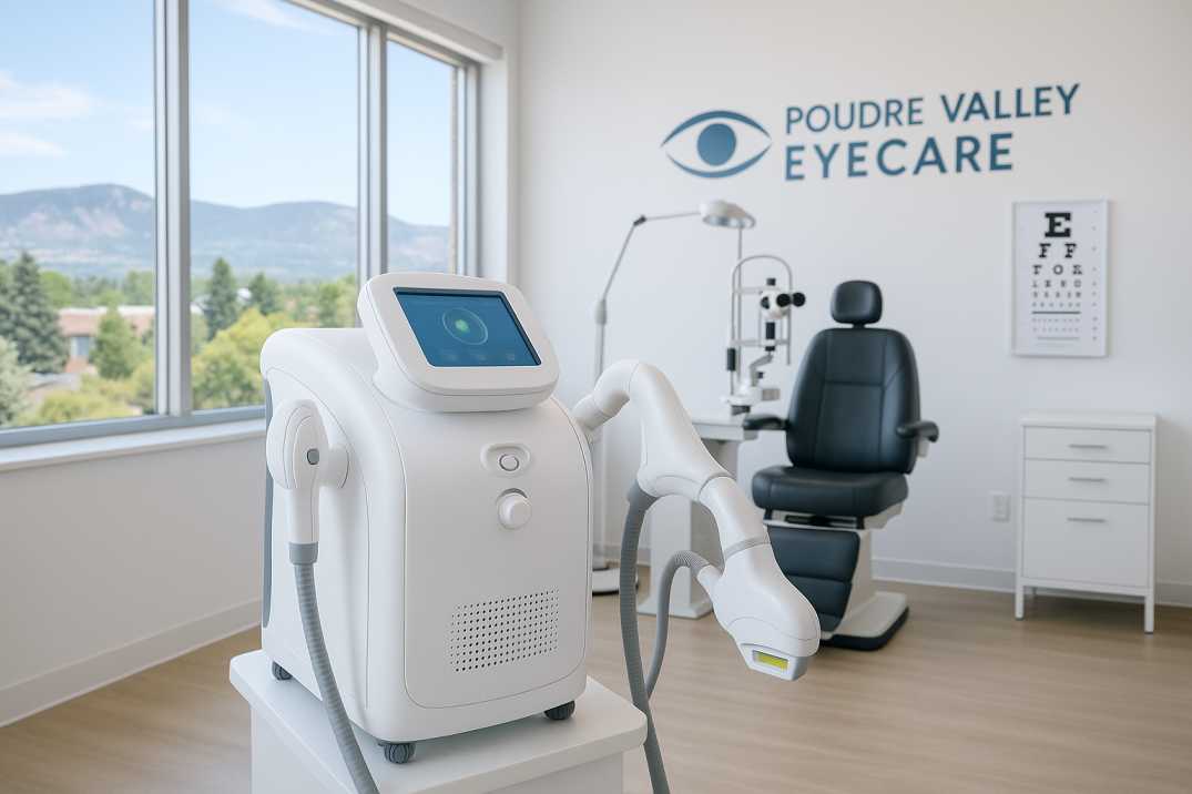 "Advanced IPL therapy equipment for dry eye treatment at modern Fort Collins optometry office"